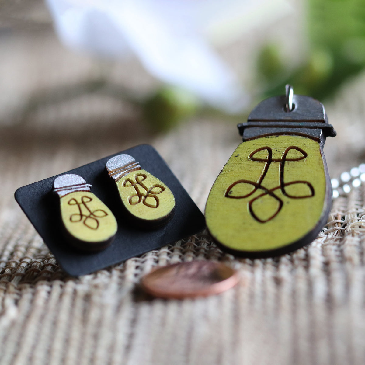 Lightbulb Pendant and Earring Set