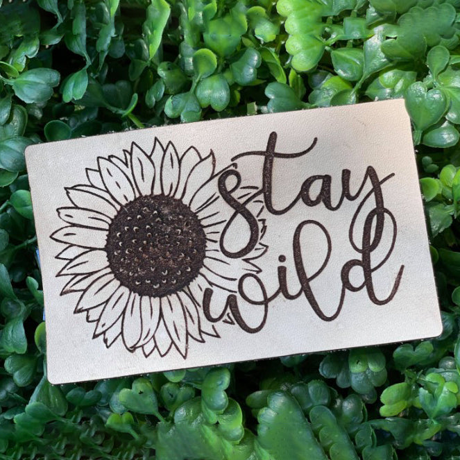 Stay Wild Leather Hat Patch with Sunflower