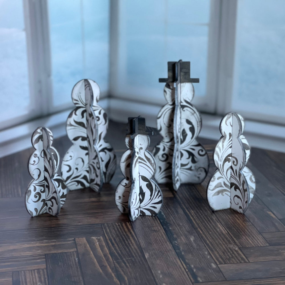3D Snowmen Shelf Sitters (Set of 8)