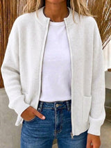 CLEARANCE 💥 Women's Casual Solid Zipper Knitted Cardigan Jacket